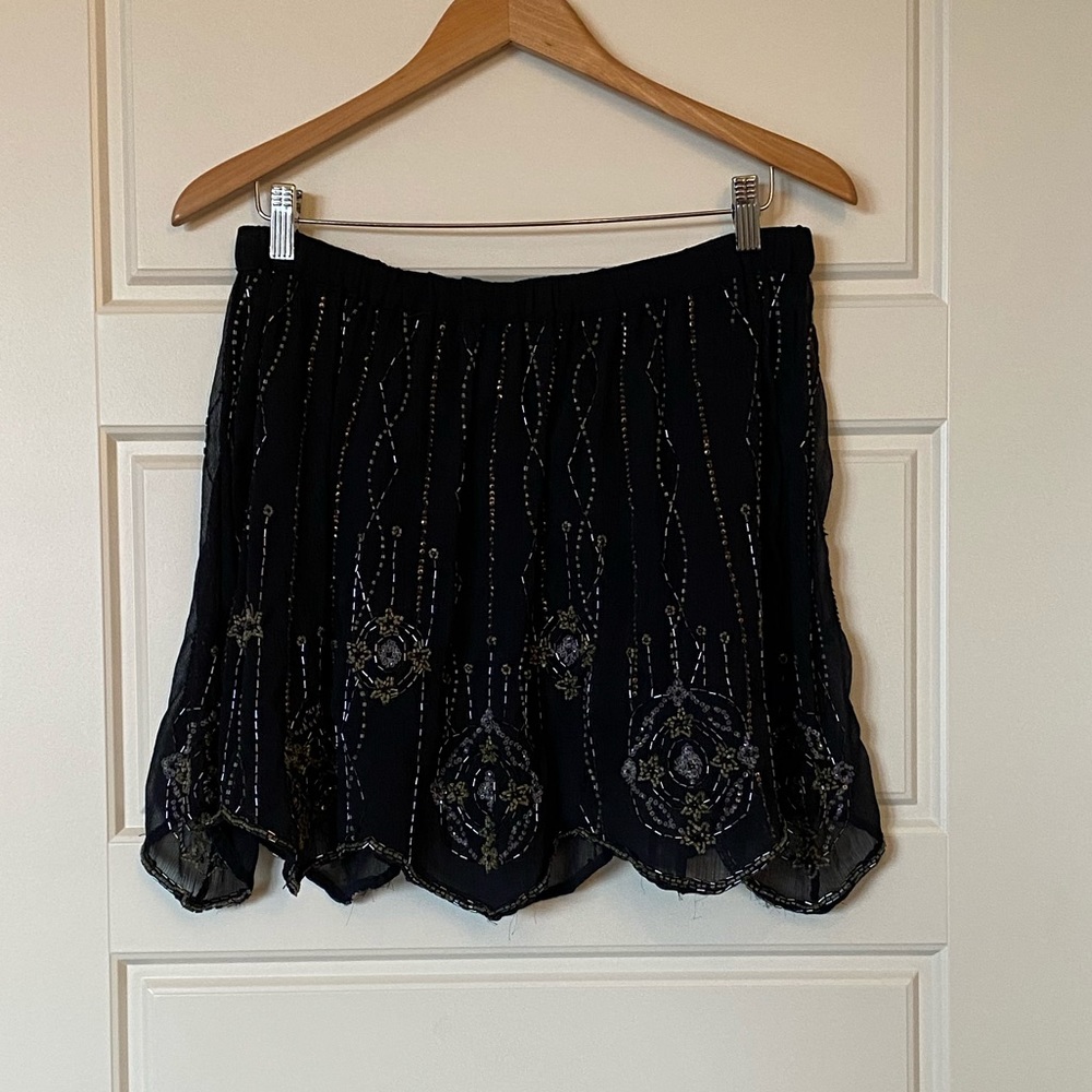 FREE PEOPLE Beaded Scalloped Skirt